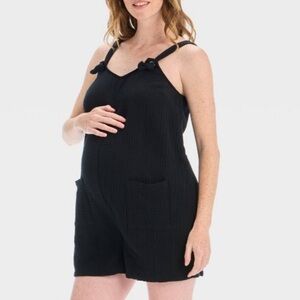 Women’s Isabel black 100% cotton sleeveless gauze shorts romper Medium